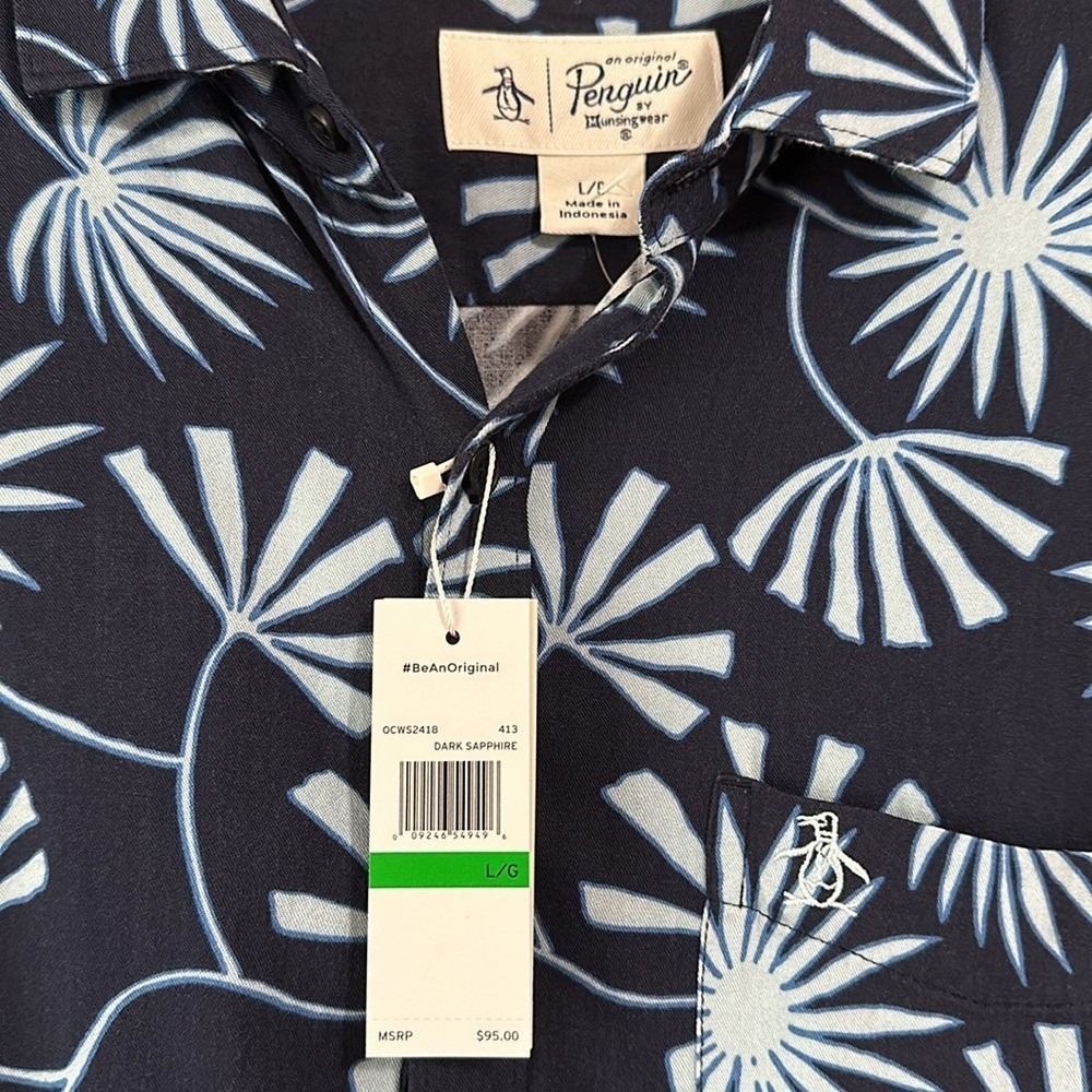 NWT Original Penguin by Munsingwear Large Men's Button Down Shirt Beach NEW L - Picture 2 of 11